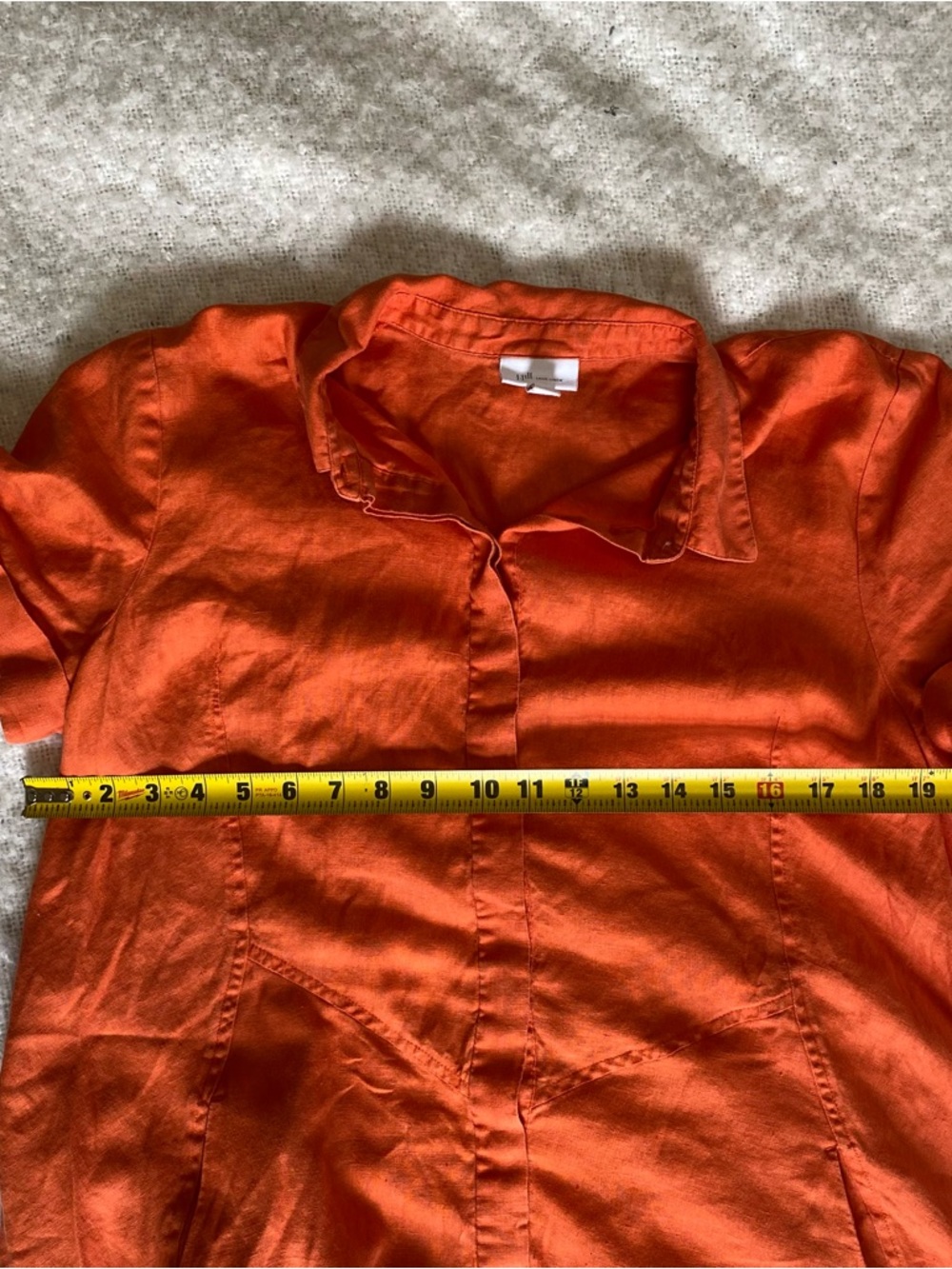 J Jill 100% Linen Button Midi Shirt Dress Womens Size L Orange Beachy Summer - Picture 5 of 6
